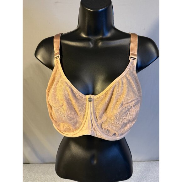 Parfait Womens Nude Lace Bra Underwire Support Size 38G Sheer Sexy Metal Accent - Picture 1 of 3